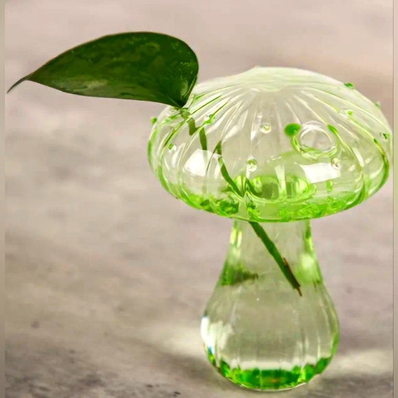 Other - Glass Mushroom Vase 🍄(green)
